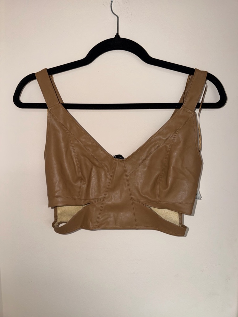 Zara Brown Faux Leather Bustier Top